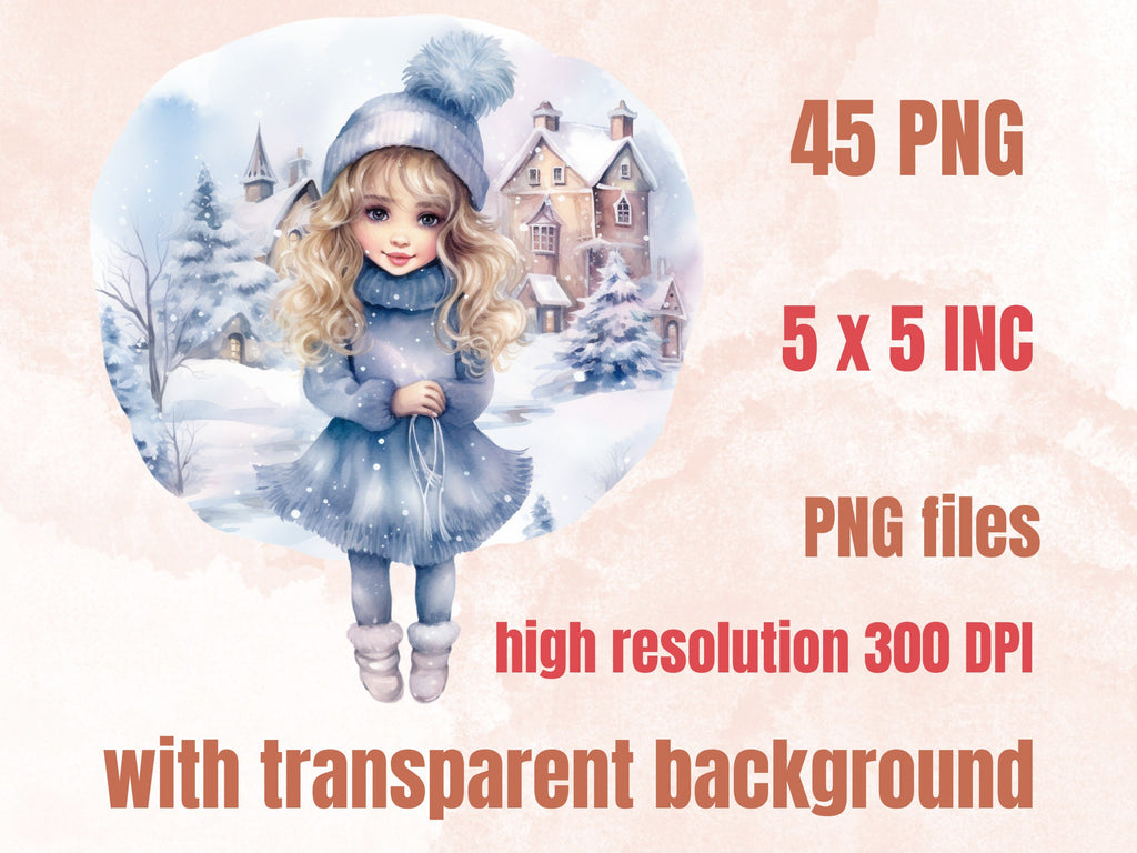 45 PNG Watercolor Winter Wonderland Clipart, Fantasy Winter Illustrations Clip art, Fairytale Winter Princess Png, Snowy Scenes Sublimation