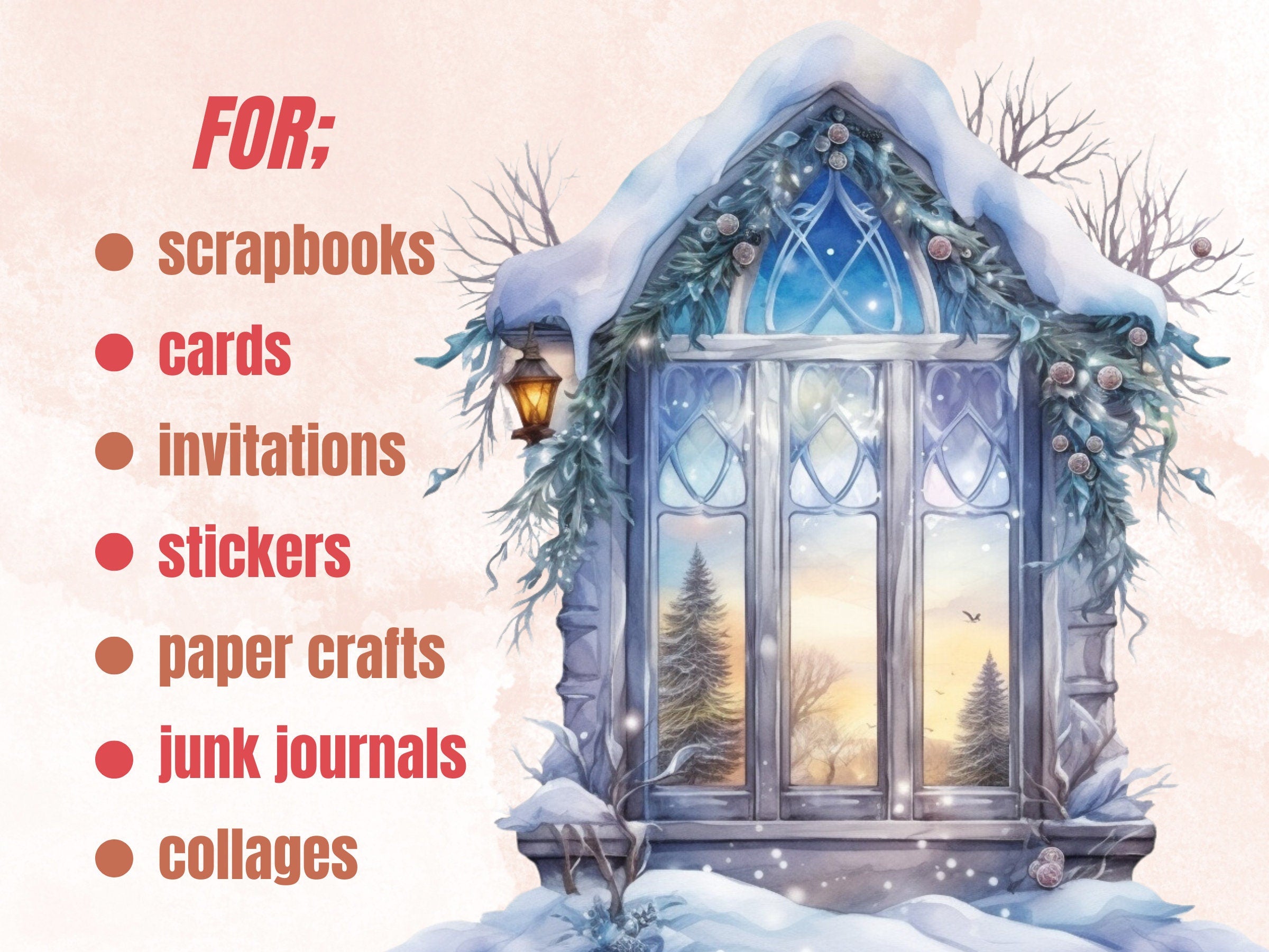 45 PNG Watercolor Winter Wonderland Clipart, Fantasy Winter Illustrations Clip art, Fairytale Winter Princess Png, Snowy Scenes Sublimation