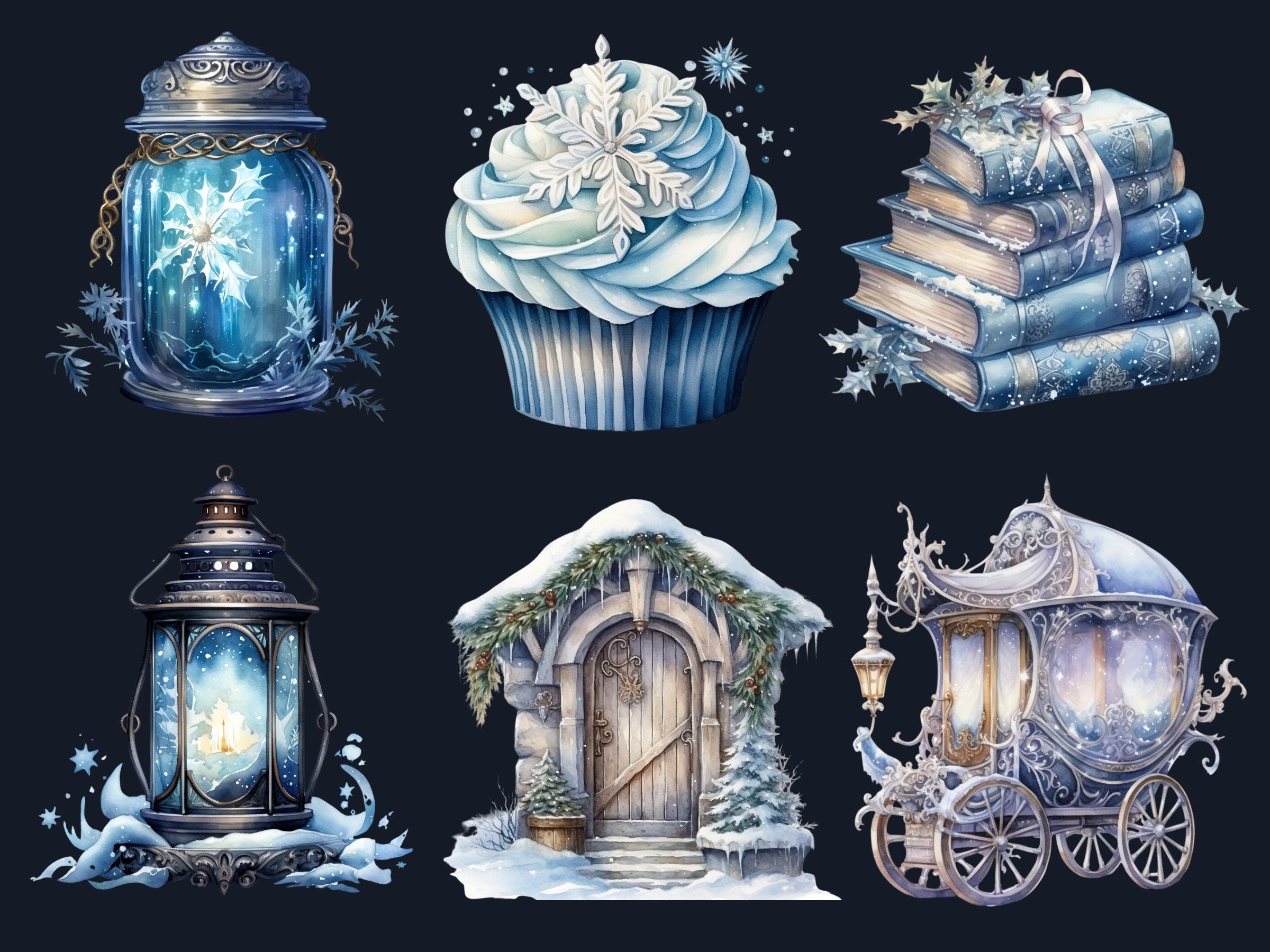 40 PNG Watercolor Winter Fairy Clipart, Cozy Winter Forest Illustrations Clip art, Fantasy Winter Woman Png, Winter Woodland Sublimation