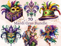 70 PNG Watercolour Mardi Gras Clipart, Masquerade Illustration Clip art, Fleur De Lis png, Fat Tuesday Sublimation, New Orleans Carnival png