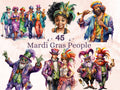 45 PNG Watercolour Mardi Gras People Clipart, Masquerade Illustration Clip art, Fat Tuesday Sublimation, New Orleans Carnival Couple png