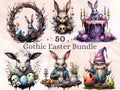 50 PNG Watercolor Gothic Easter Clipart, Creepy Easter Egg Illustrations Clip art, Spooky Easter Bunny Sublimation, Dark Spring Ephemera