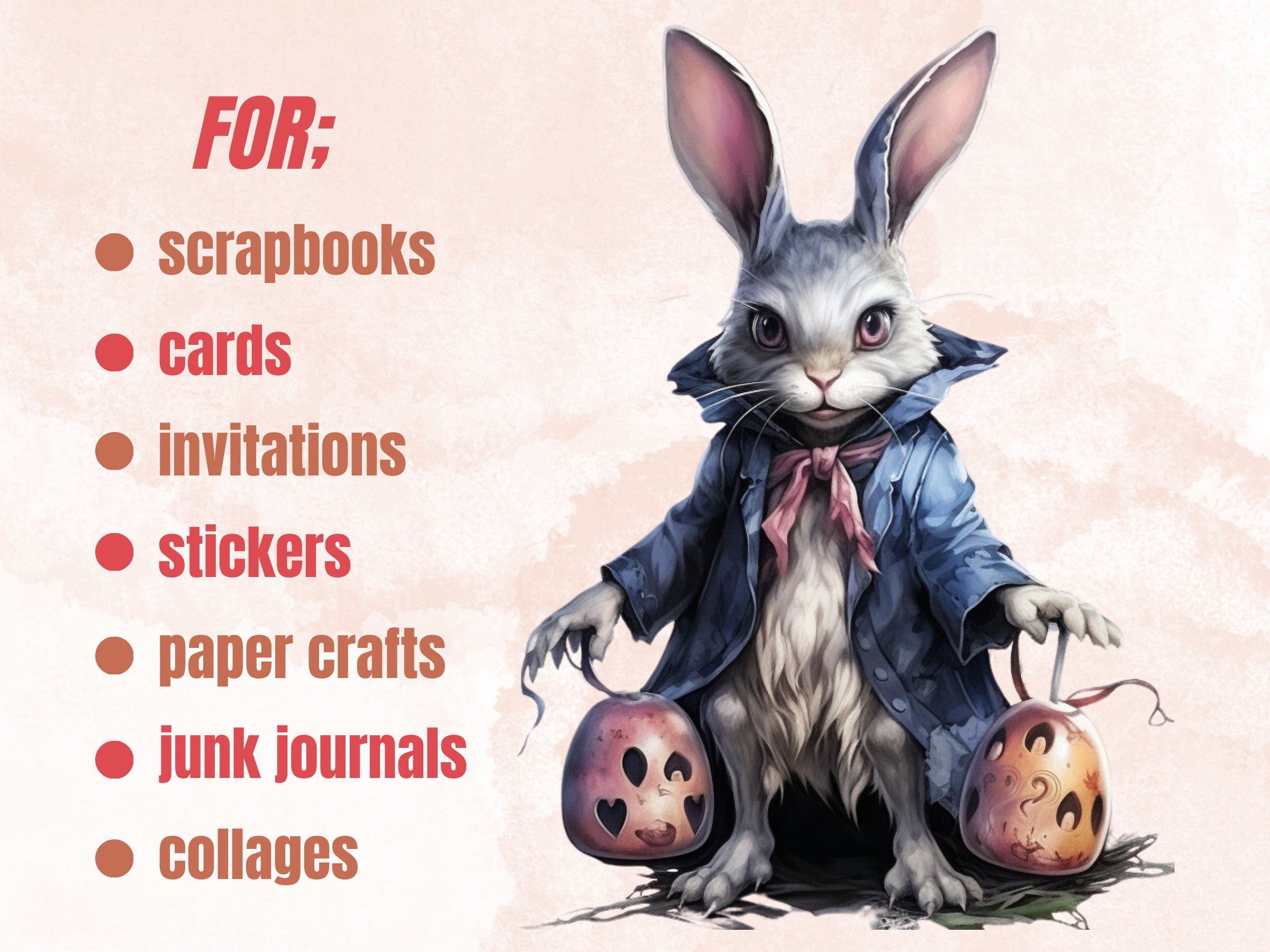 50 PNG Watercolor Gothic Easter Clipart, Creepy Easter Egg Illustrations Clip art, Spooky Easter Bunny Sublimation, Dark Spring Ephemera