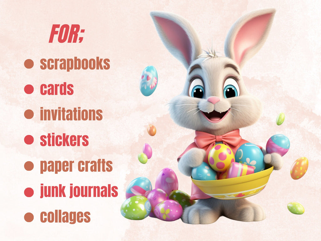 60 PNG Watercolor Cute Easter Clipart, Spring Easter Egg Illustrations Clip art, Cartoon Easter Bunny Sublimation, Spring Animals Ephemera