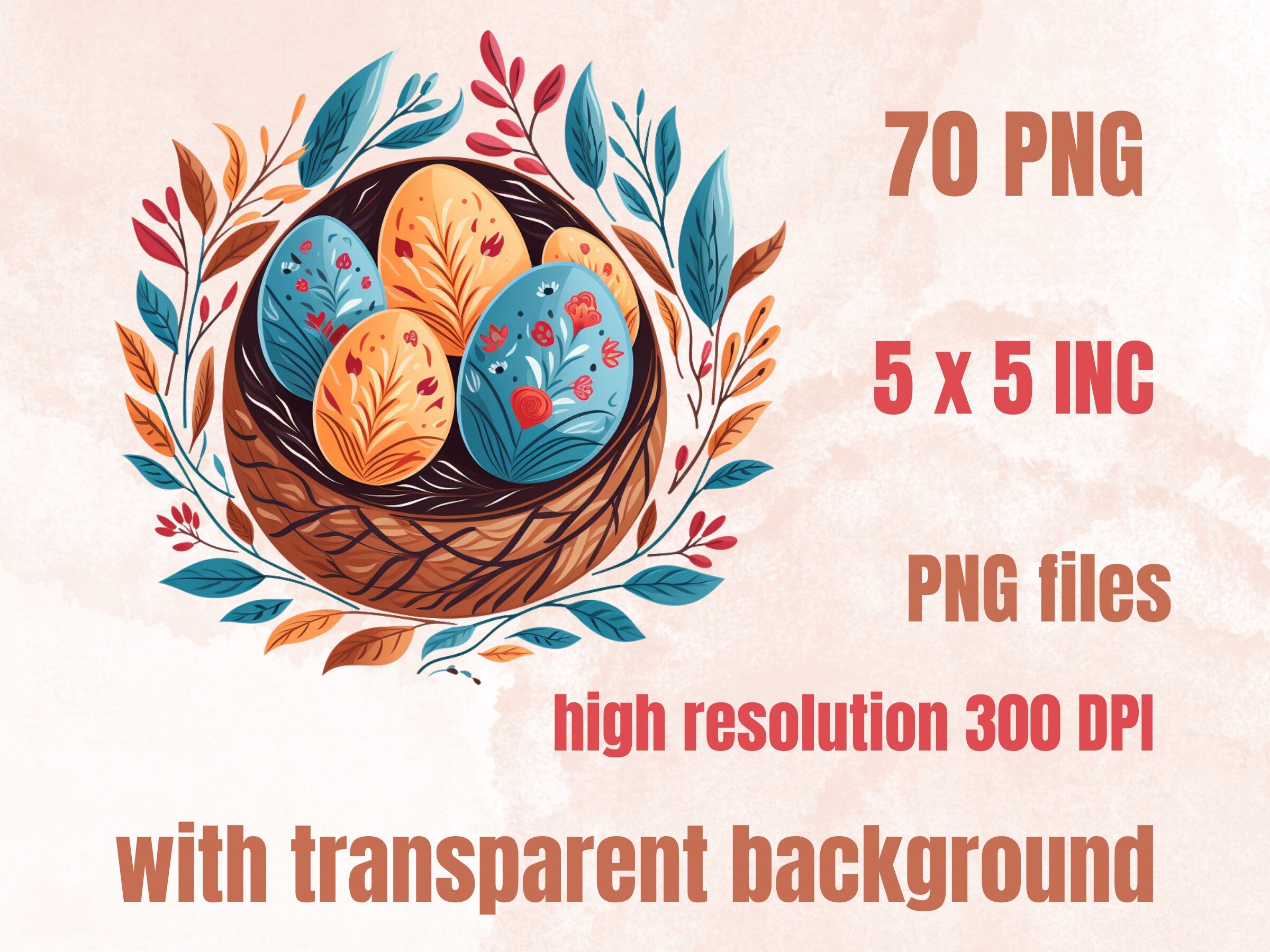 70 PNG Watercolor Easter Folk Art Clipart, Scandinavian Easter Egg Illustrations Clip art, Easter Bunny Sublimation, Nordic Spring Ephemera