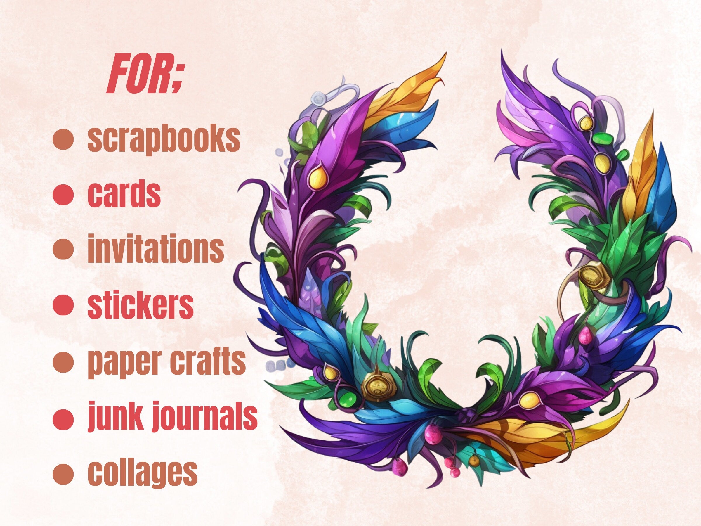 35 PNG Watercolour Mardi Gras Frame Clipart, Masquerade Wreath Illustration Clip art, Fat Tuesday Sublimation, New Orleans Carnival png