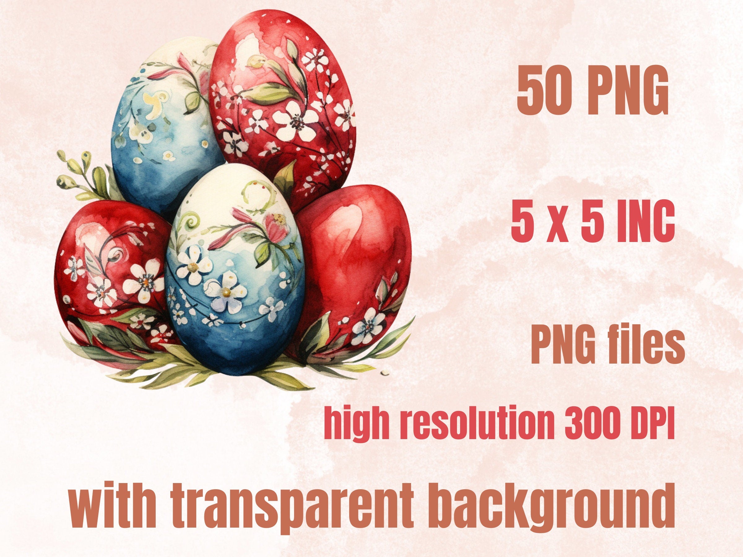 50 PNG Watercolor Vintage Easter Bundle Clipart, Retro Easter Egg Illustrations Clip art,  Easter Bunny Sublimation, Floral Spring Ephemera