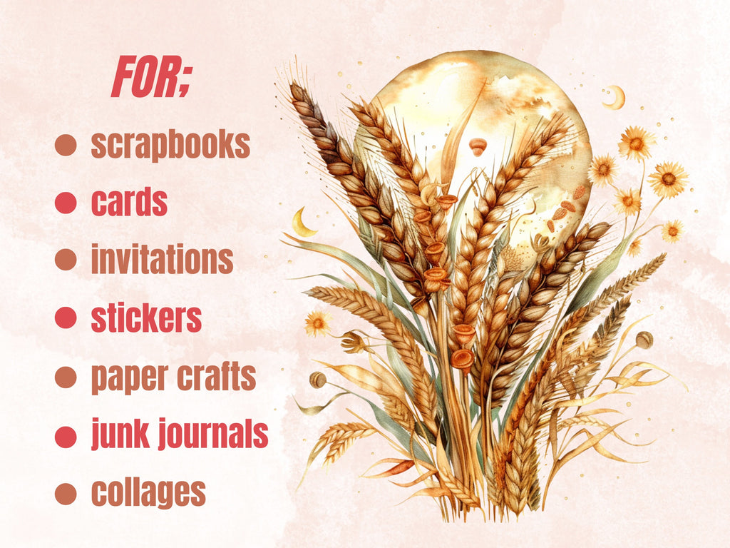60 PNG Watercolor Lughnasadh  Clipart, Floral Pagan Wiccan Art Illustrations Clip art, Lammas Holiday Harvest png, Sun Goddess Sublimation