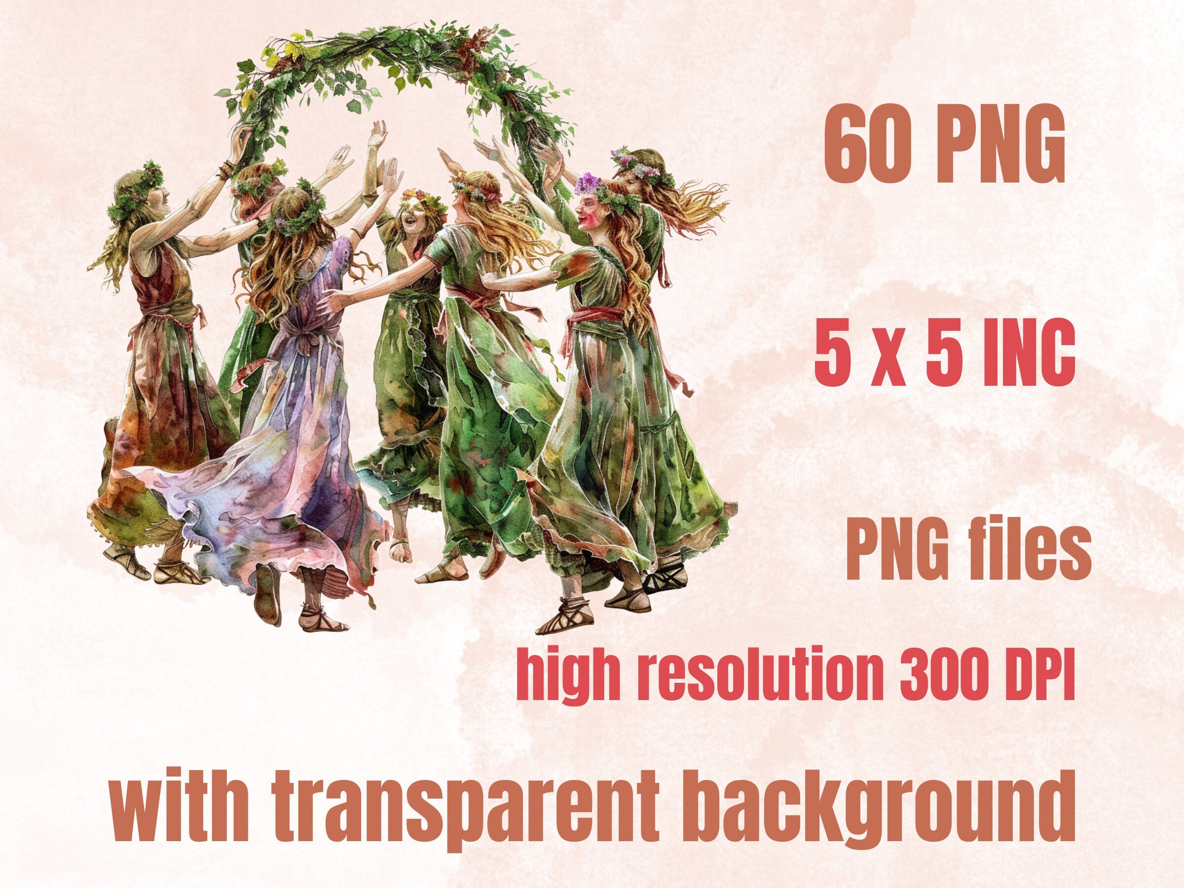 60 PNG Watercolor Beltane Clipart, Floral Pagan Wiccan Art Illustrations Clip art, Neopagan Witch Wicca png, Beltane Goddess Sublimation