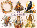 60 PNG Watercolor Lughnasadh  Clipart, Floral Pagan Wiccan Art Illustrations Clip art, Lammas Holiday Harvest png, Sun Goddess Sublimation