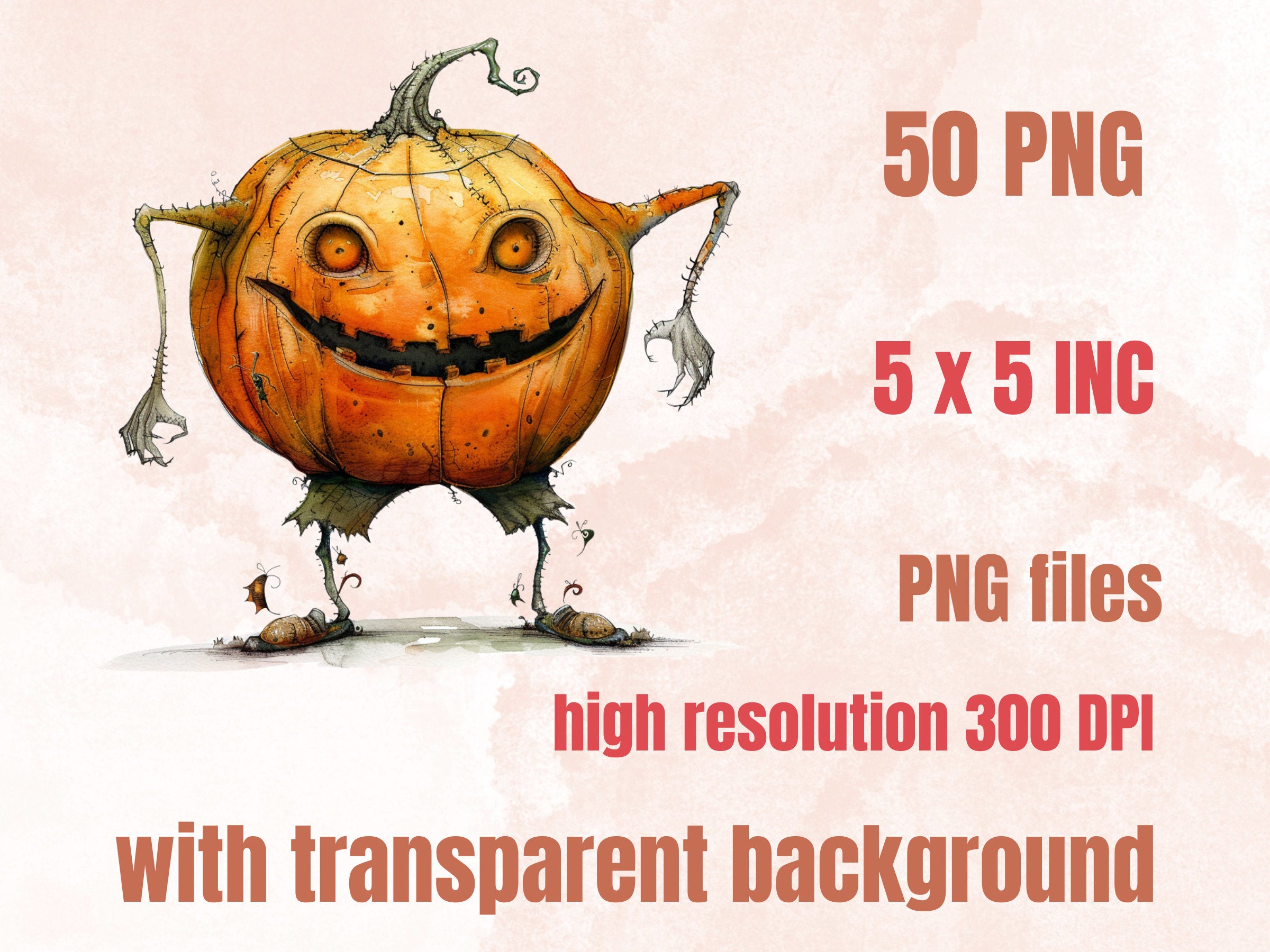 50 PNG Watercolor Quirky Halloween Bundle Clipart, Whimsical Halloween Illustrations Clip art, Cute Creepy png, Spooky Season Sublimation
