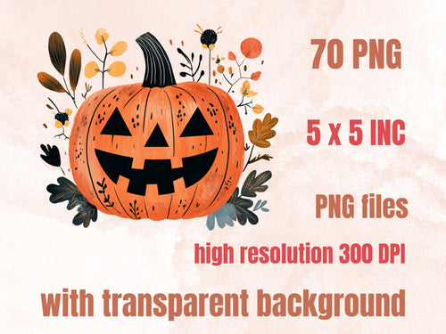 70 PNG Watercolour Scandinavian Halloween Clipart, Halloween Folk Art Illustrations Clip art, Fall Holiday png, Nordic Autumn Ornaments