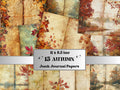 Autumn Junk Journal Paper, Fall Leaves Double Pages Ephemera Kit, Autumn Collage Scrapbook Paper, Printable Pumpkin Horizontal Digital Pages