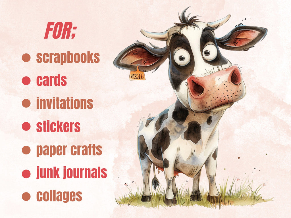 50 PNG Watercolor Quirky Farm Animals Clipart, Whimsical Farm Illustrations Clip art, Funny Little Animal Emotions png, Quirky Sublimation
