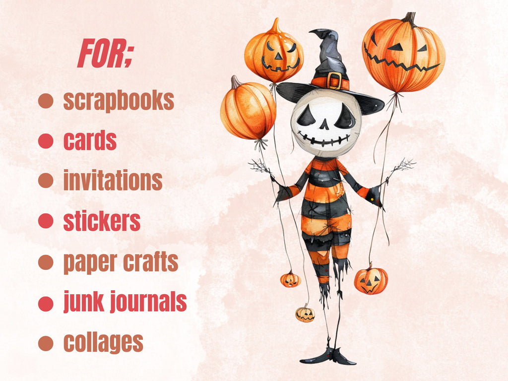50 PNG Watercolor Quirky Halloween Bundle Clipart, Whimsical Halloween Illustrations Clip art, Cute Creepy png, Spooky Season Sublimation