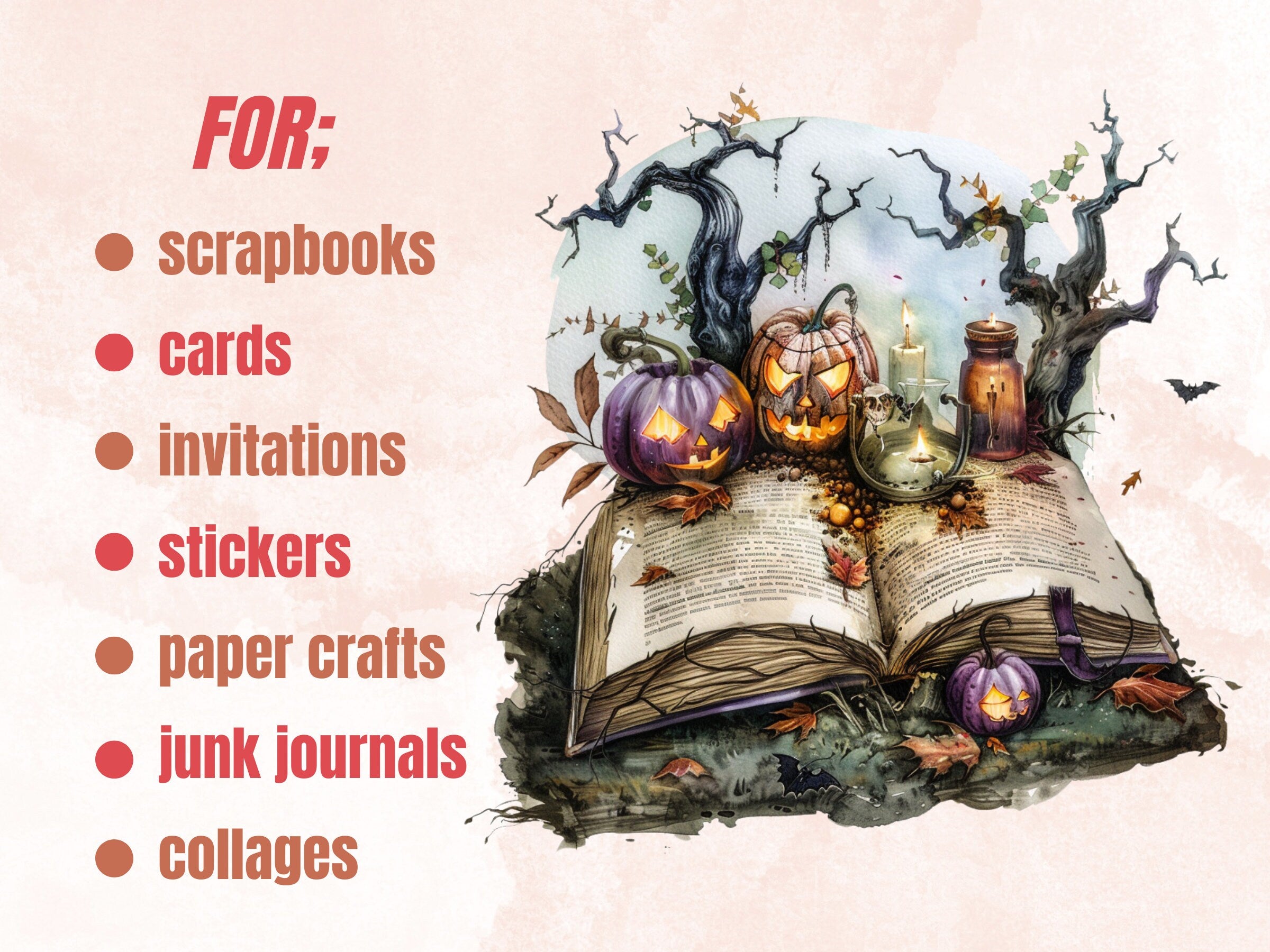 25 PNG Watercolor Fantasy Halloween Books Clipart, Open Book Clip Art, Gothic Floral Book PNG, Cute Creepy Book clip art, Witch Magic Books