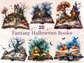 25 PNG Watercolor Fantasy Halloween Books Clipart, Open Book Clip Art, Gothic Floral Book PNG, Cute Creepy Book clip art, Witch Magic Books