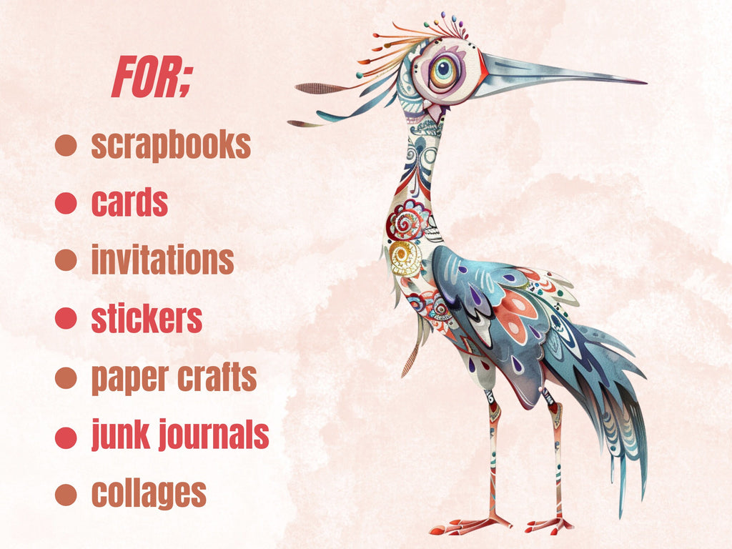45 PNG Watercolor Quirky Birds Clipart, Whimsical Crazy Birds Illustrations Clip art, Funny Cartoon Bird Emotions png, Quirky Sublimation