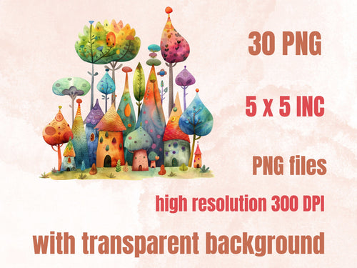 30 PNG Watercolor Quirky Forest Clipart, Whimsical Mushroom Illustrations Clip art, Funny Woodland Scenes png, Quirky Botanical Sublimation
