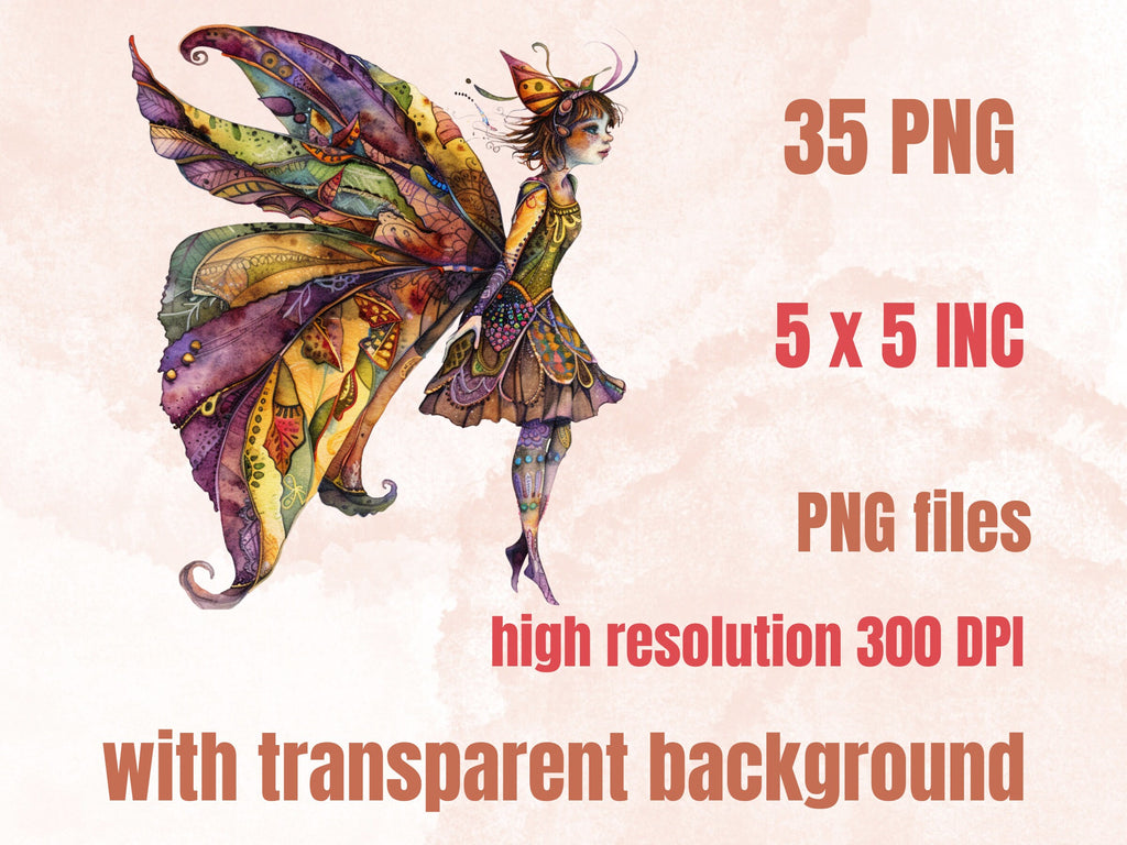 35 PNG Watercolor Quirky Fairy Bundle Clipart, Whimsical Fairy Girl Illustrations Clip art, Funny Garden Fairy png, Quirky Elf Sublimation