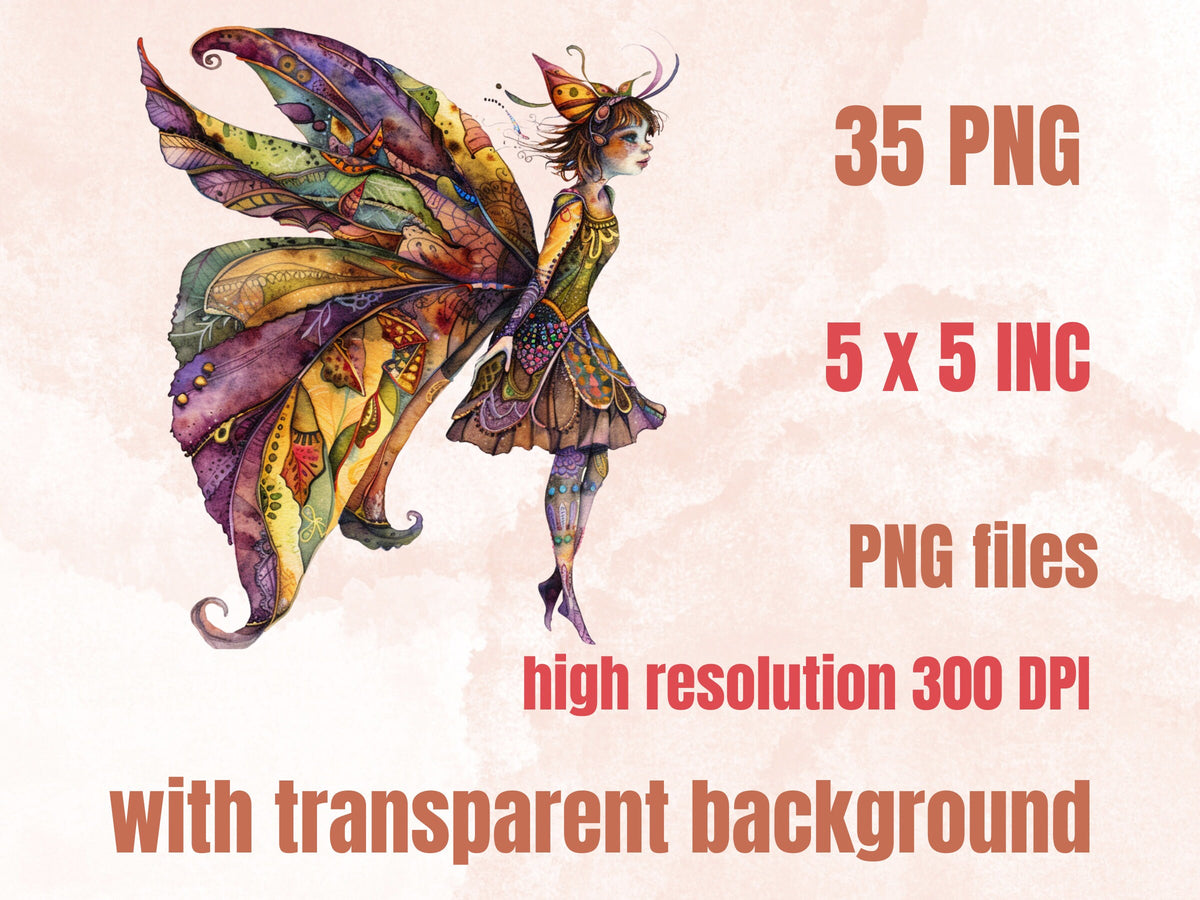 35 PNG Watercolor Quirky Fairy Bundle Clipart, Whimsical Fairy Girl Illustrations Clip art, Funny Garden Fairy png, Quirky Elf Sublimation