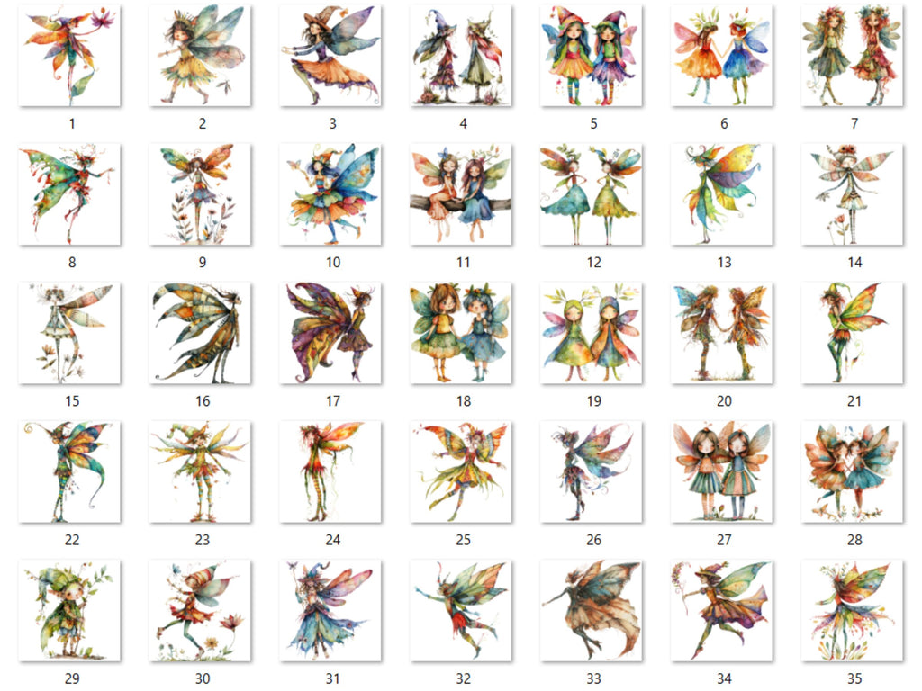 35 PNG Watercolor Quirky Fairy Bundle Clipart, Whimsical Fairy Girl Illustrations Clip art, Funny Garden Fairy png, Quirky Elf Sublimation