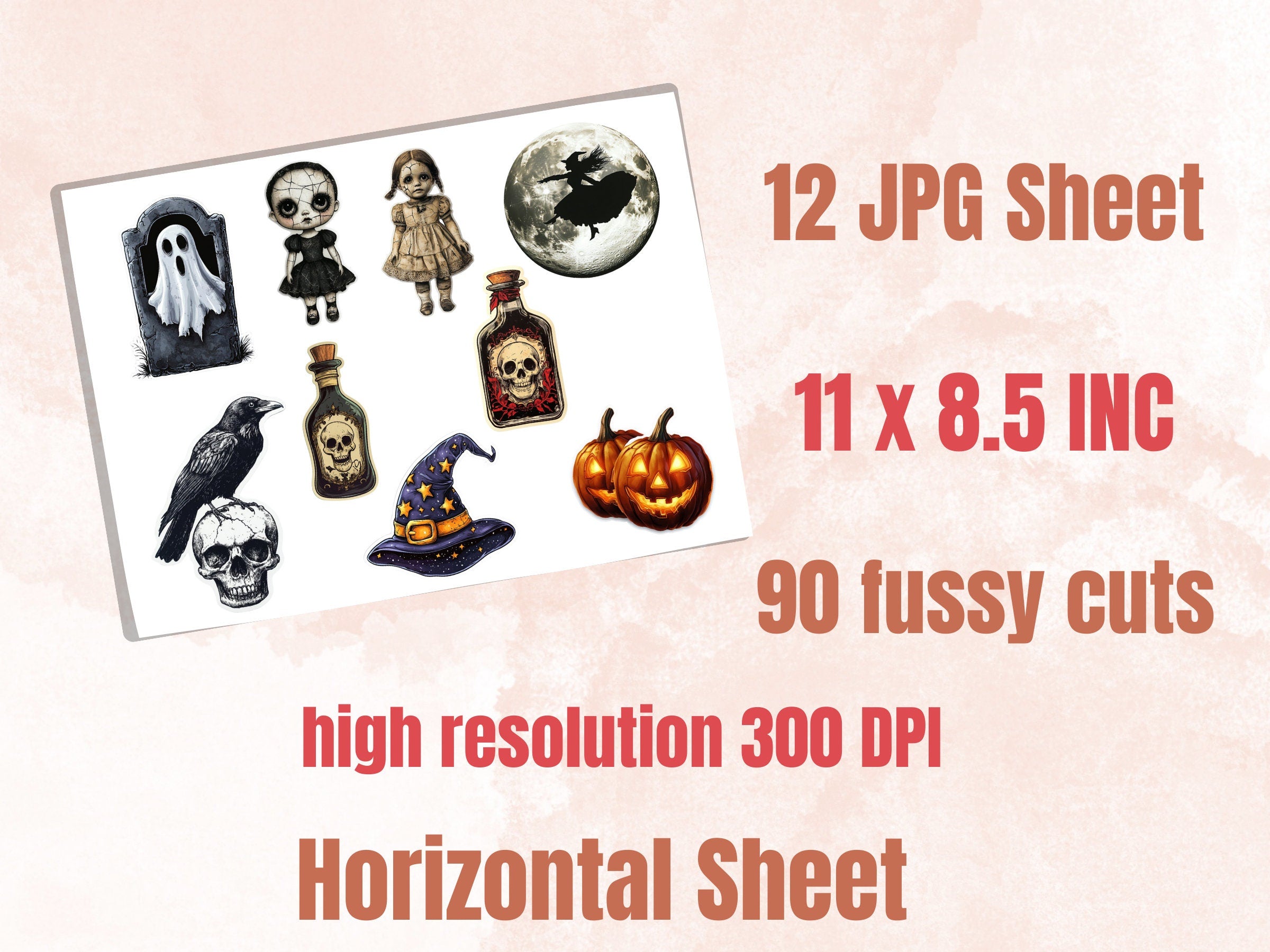 Halloween Fussy Cut Pages, Gothic Fussy Cut Ephemera Collection, Halloween Add On Junk Journal Kit, Creepy Scrapbooking, Spooky Sticker Set