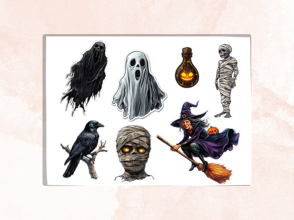 Halloween Fussy Cut Pages, Gothic Fussy Cut Ephemera Collection, Halloween Add On Junk Journal Kit, Creepy Scrapbooking, Spooky Sticker Set