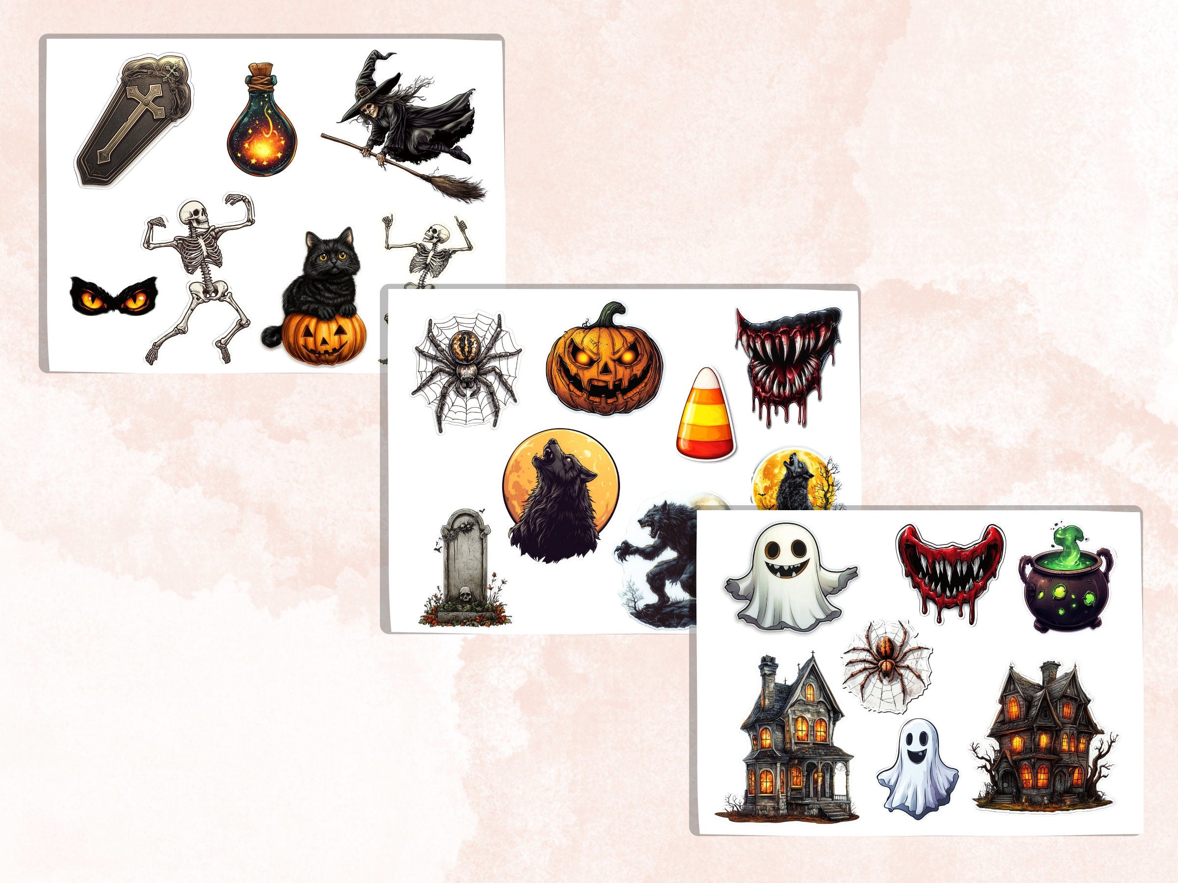 Halloween Fussy Cut Pages, Gothic Fussy Cut Ephemera Collection, Halloween Add On Junk Journal Kit, Creepy Scrapbooking, Spooky Sticker Set