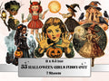 Halloween Girls Fussy Cut Pages, Vintage Girl Fussy Cut Ephemera, Spooky Add On Junk Journal Kit, Creepy Scrapbooking, Halloween Sticker Set