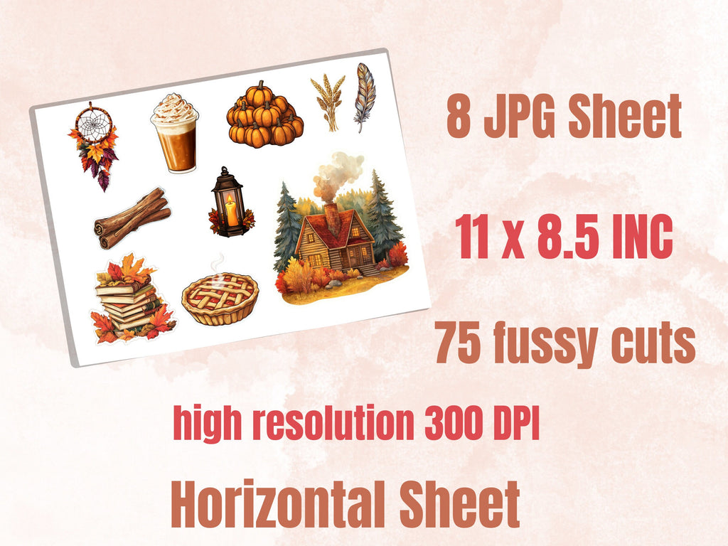 Cozy Fall Bundle Fussy Cut Pages, Vintage Autumn Fussy Cut Ephemera, Rustic Fall Add On Journal Kit, Cozy Scrapbooking, Fall Sticker Set