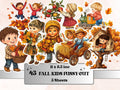 Fall Kids Fussy Cut Pages, Vintage Autumn Kids Fussy Cut Ephemera, Rustic Fall Add On Journal Kit, Cozy Scrapbooking, Cottage Sticker Set