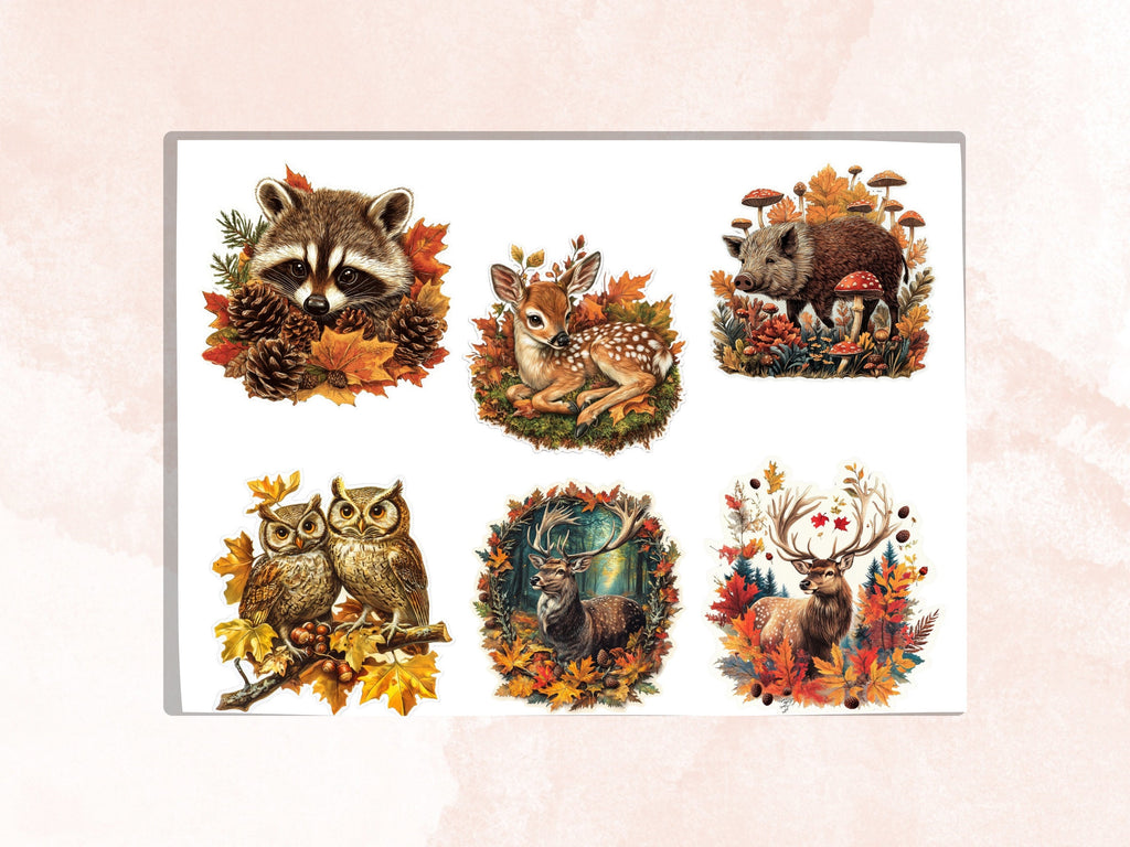 Fall Woodland Fussy Cut Pages, Vintage Autumn Forest Fussy Cut Ephemera, Rustic Fall Add On Journal Kit, Cozy Scrapbooking, Fall Sticker Set