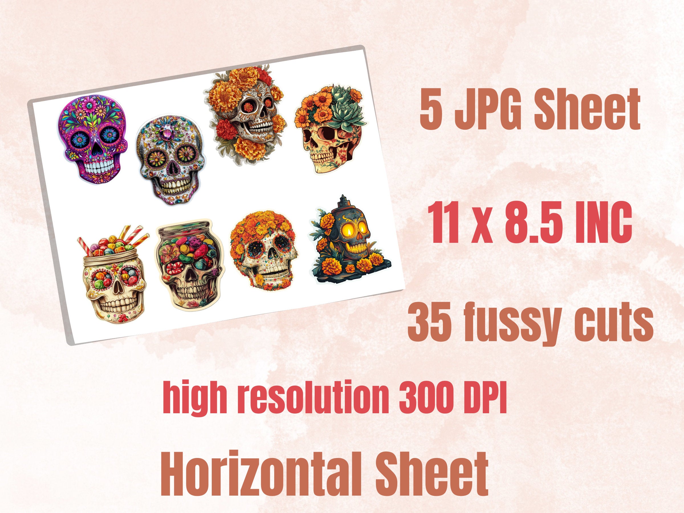 Sugar Skull Fussy Cut Pages, Floral Skull Fussy Cut Ephemera, Fantasy Add On Journal Kit, Dia de Los Muertos Scrapbooking, Skull Sticker