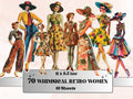 Whimsical Retro Women Fussy Cut Pages, Vintage Ladies Fussy Cut Ephemera Collection, Fashion Add On Journal Kit, Mixed Media Scrapbooking