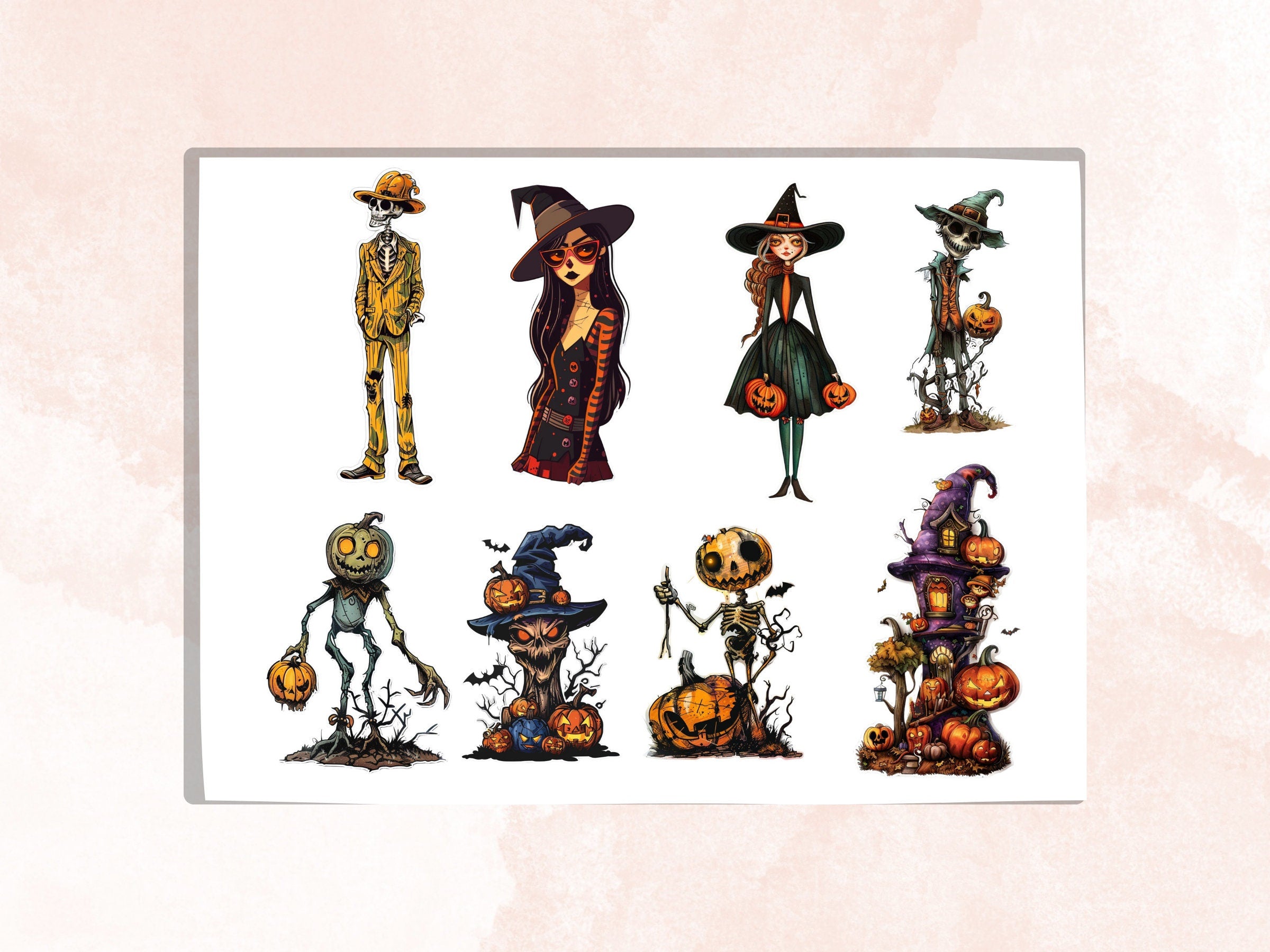 Whimsical Halloween Fussy Cut Pages, Quirky Halloween Fussy Cut Ephemera, Quirky Witch Add On Journal Kit, Witch Scrapbooking, Fall Sticker