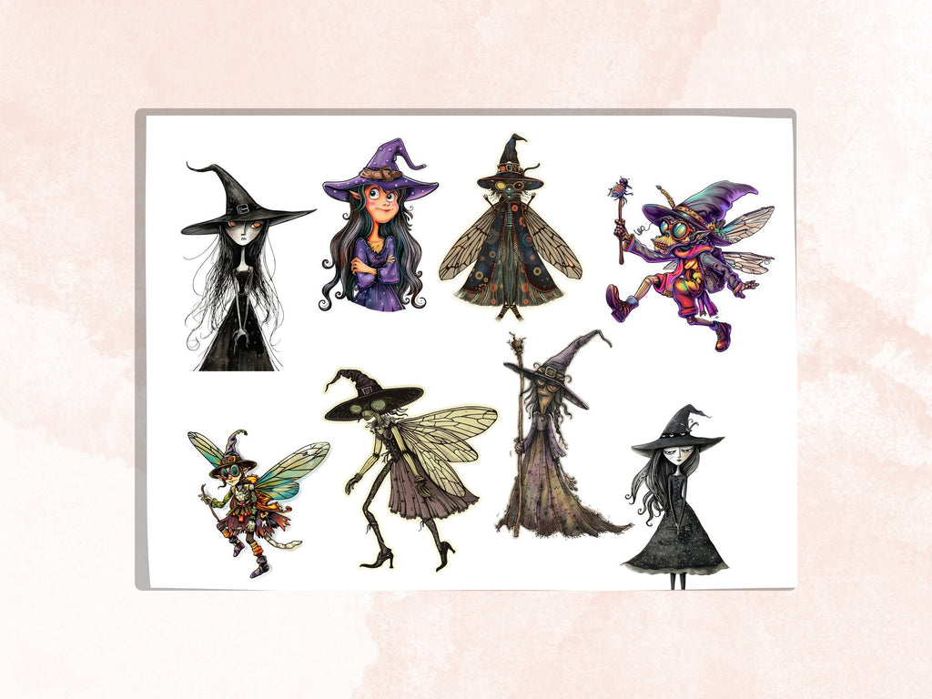 Whimsical Witch Fussy Cut Pages, Quirky Witch Fussy Cut Ephemera, Quirky Halloween Add On Journal Kit, Witchcraft Scrapbooking, Girl Sticker