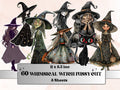 Whimsical Witch Fussy Cut Pages, Quirky Witch Fussy Cut Ephemera, Quirky Halloween Add On Journal Kit, Witchcraft Scrapbooking, Girl Sticker