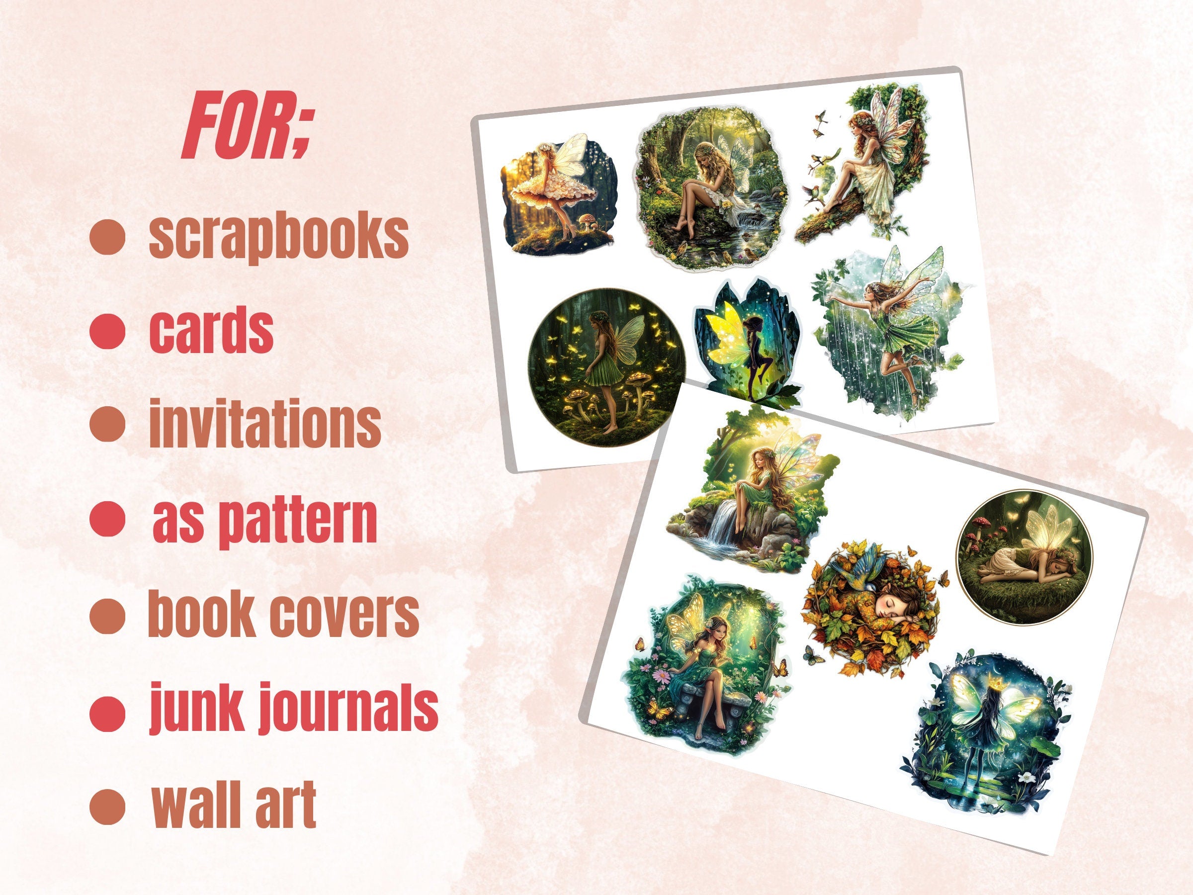 Forest Fairy Fussy Cut Pages, Enchanted Forest Fussy Cut Ephemera Sheet, Woodland Fairy Journal Add On Kit, Fantasy Mixed Media Collage
