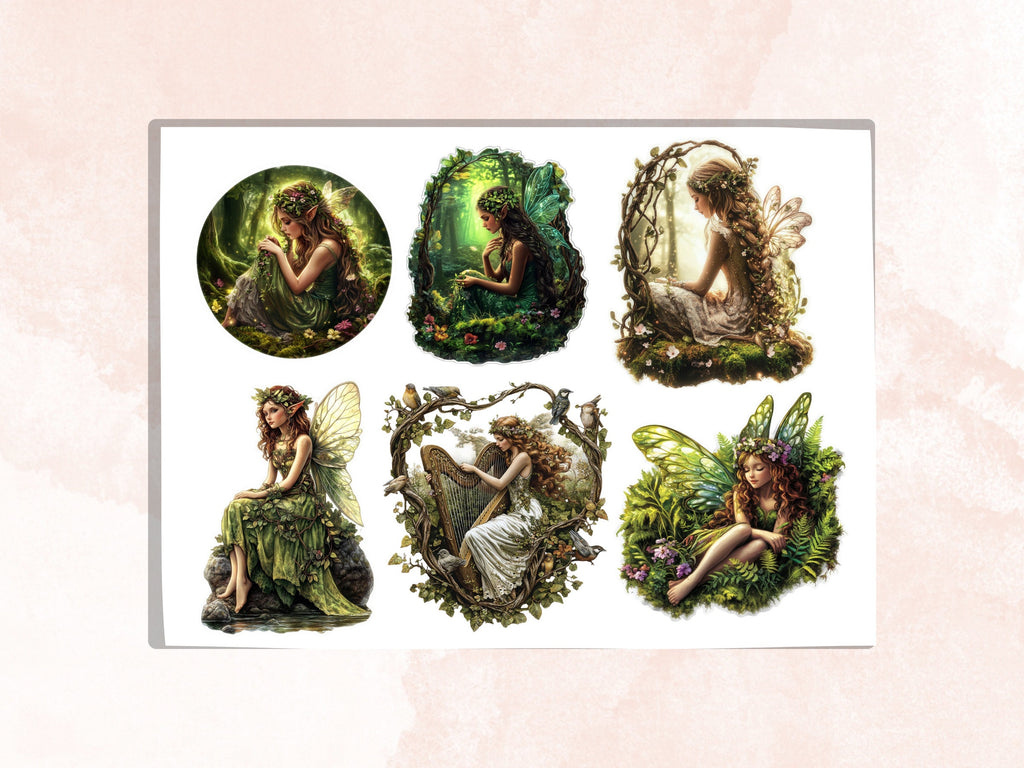 Forest Fairy Fussy Cut Pages, Enchanted Forest Fussy Cut Ephemera Sheet, Woodland Fairy Journal Add On Kit, Fantasy Mixed Media Collage