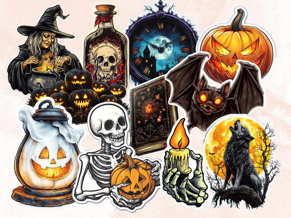 Halloween Fussy Cut Pages, Gothic Fussy Cut Ephemera Collection, Halloween Add On Junk Journal Kit, Creepy Scrapbooking, Spooky Sticker Set