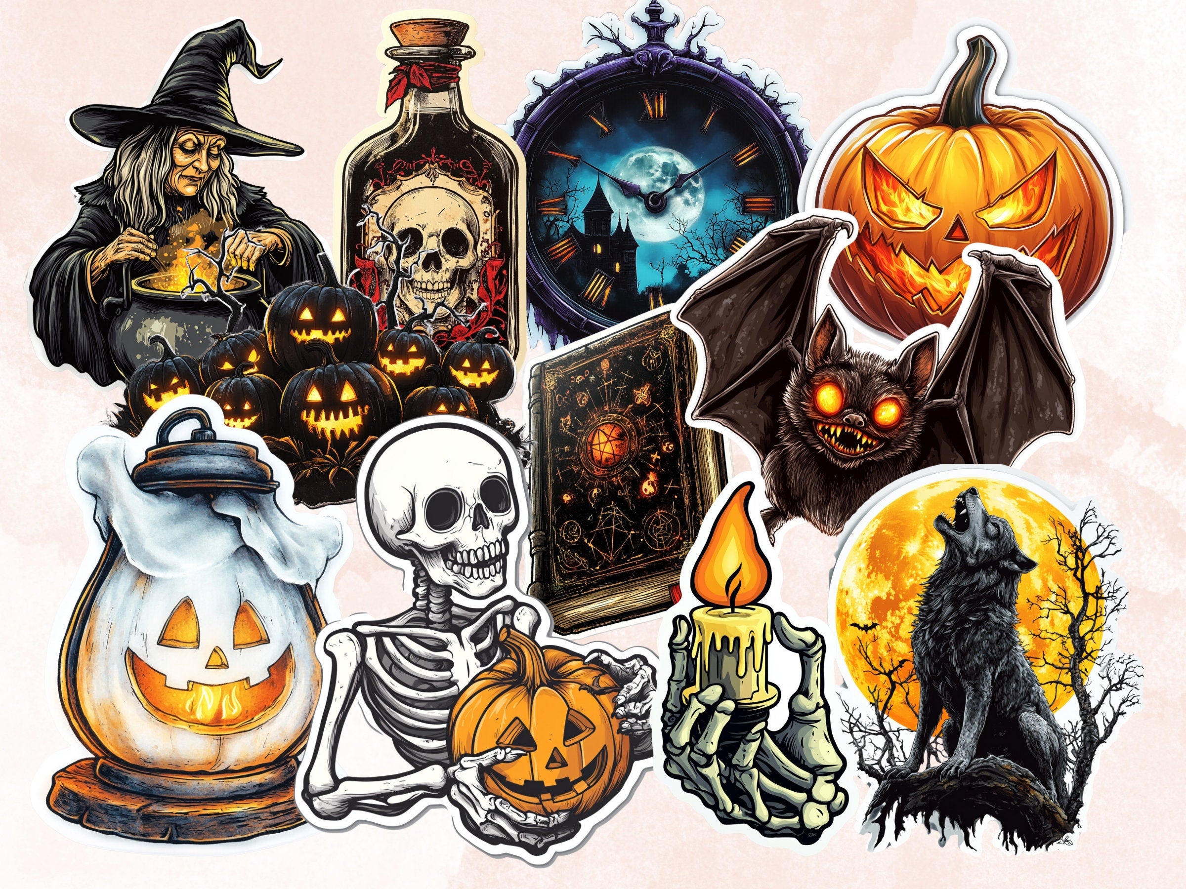 Halloween Fussy Cut Pages, Gothic Fussy Cut Ephemera Collection, Halloween Add On Junk Journal Kit, Creepy Scrapbooking, Spooky Sticker Set