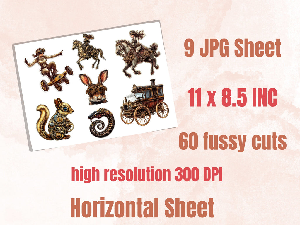 Whimsical Steampunk Fussy Cut Pages, Steampunk Bundle Fussy Cut Ephemera Sheet, Victorian Journal Add On Kit, Mixed Media Collage Sheet