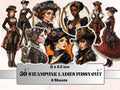 Whimsical Steampunk Lady Fussy Cut Pages, Vintage Woman Fussy Cut Ephemera Sheet, Steampunk Journal Add On Kit, Mixed Media Collage Sheet