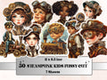 Whimsical Steampunk Kids Fussy Cut Pages, Vintage Kids Fussy Cut Ephemera Sheet, Steampunk Journal Add On Kit, Mixed Media Collage Sheet