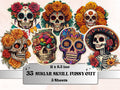 Sugar Skull Fussy Cut Pages, Floral Skull Fussy Cut Ephemera, Fantasy Add On Journal Kit, Dia de Los Muertos Scrapbooking, Skull Sticker