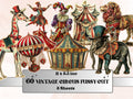 Whimsical Vintage Circus Fussy Cut Pages, Victorian Carnival Fussy Cut Ephemera Sheet, Circus Journal Add On Kit, Mixed Media Collage Sheet