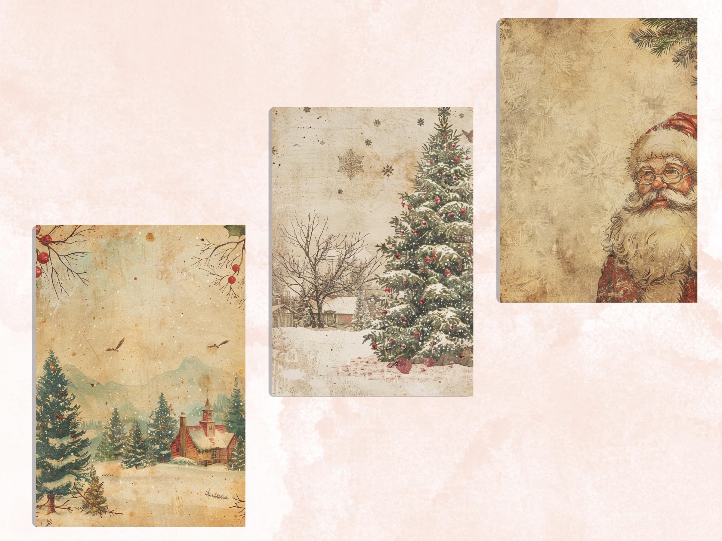 Printable Vintage Christmas Digital Journal Paper, Mixed Media Christmas Collage, Retro Xmas Noel Pages, Download Junk Journal, Scrapbooking