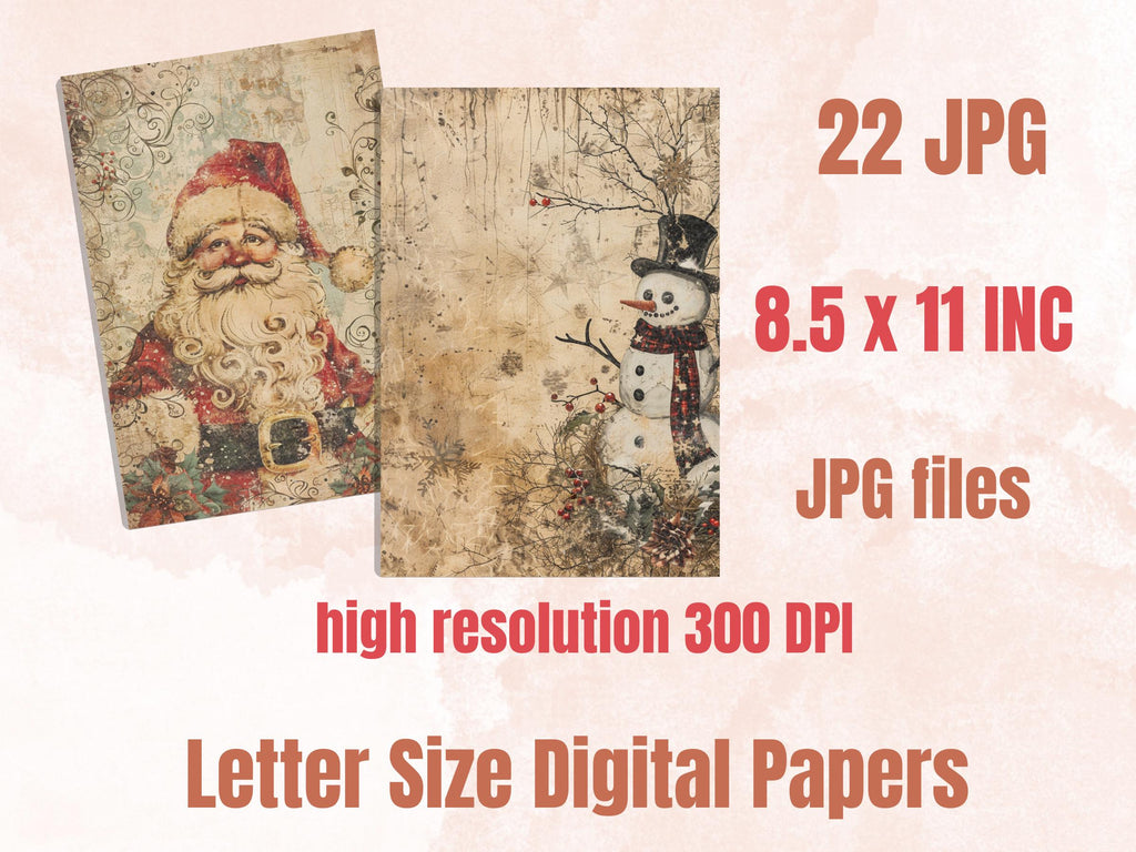 Printable Whimsical Christmas Digital Journal Paper, Quirky Christmas Ephemera Collage, Xmas Noel Pages, Download Junk Journal, Scrapbooking