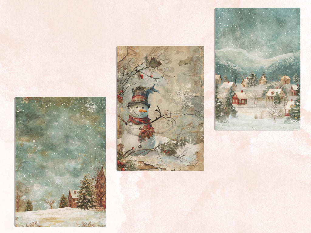 Printable Whimsical Christmas Digital Journal Paper, Quirky Christmas Ephemera Collage, Xmas Noel Pages, Download Junk Journal, Scrapbooking